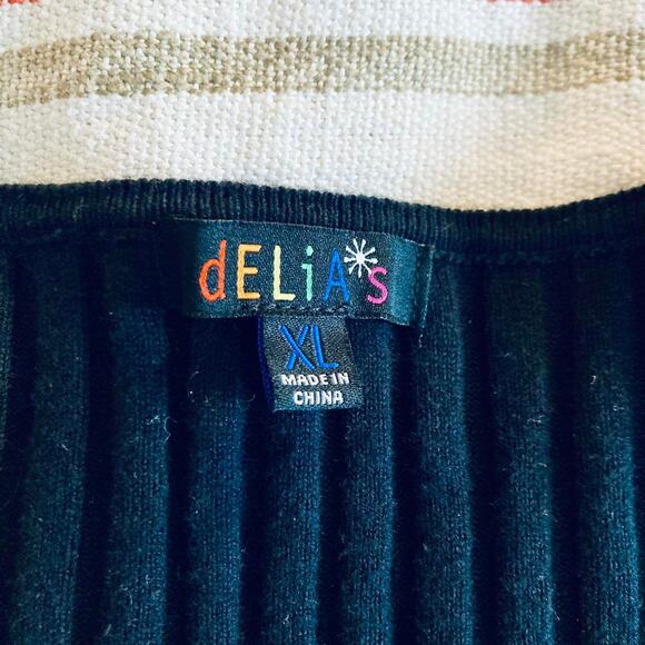 Vintage 90s Delia*s Black Tie Front Cardigan - Picture 3 of 4